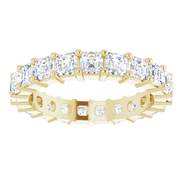 14K Gold Asscher Lab-Grown Diamond Shared-Prong Eternity Band – 3x3 mm Stones - Yellow Gold - view 3