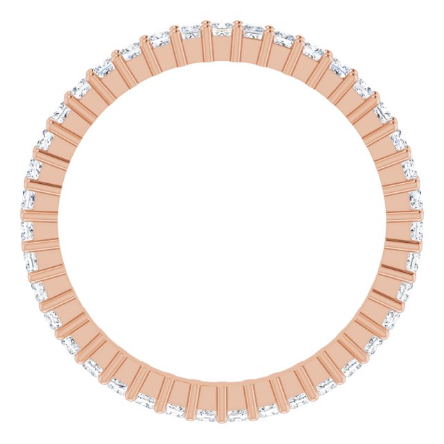 10K Gold Square Natural Diamond Shared-Prong Eternity Band – 1.5x1.5 mm Stones - Rose Gold - view 2