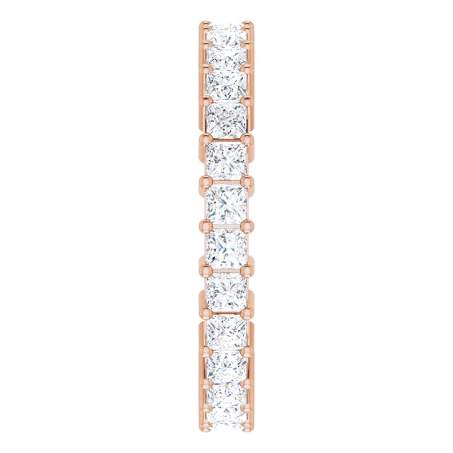 10K Gold Square Natural Diamond Shared-Prong Eternity Band – 2.25x2.25 mm Stones - Rose Gold - view 4