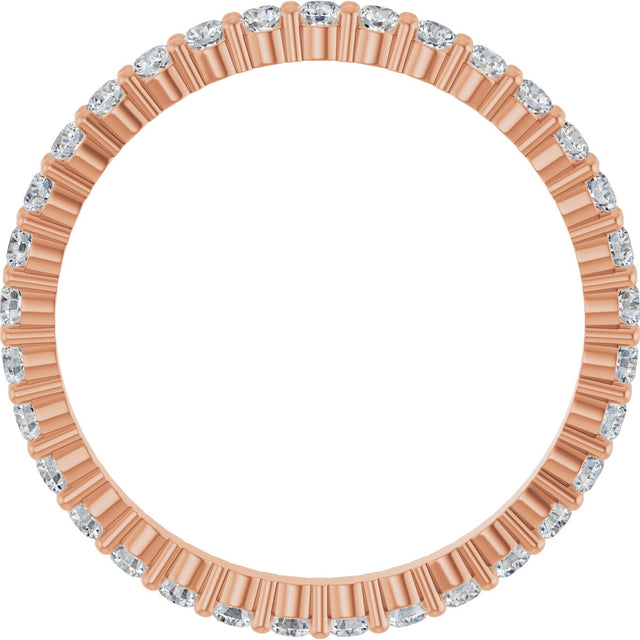 10K Gold Round Lab-Grown Diamond Shared-Prong Eternity Band – 1.7 mm Stones - Rose Gold - view 2