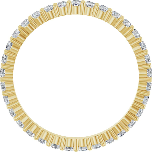14K Gold Round Natural Diamond Shared-Prong Eternity Band – 1.7 mm Stones - Yellow Gold - view 2