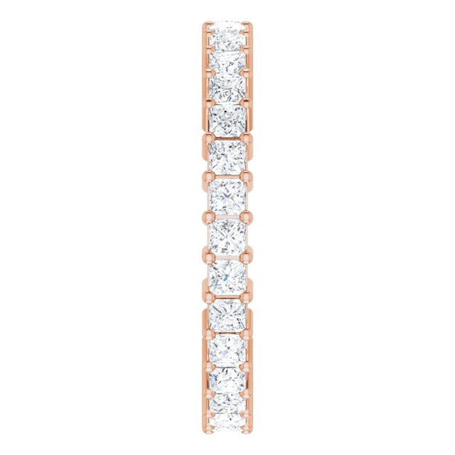10K Gold Square Natural Diamond Shared-Prong Eternity Band – 2x2 mm Stones - Rose Gold - view 4