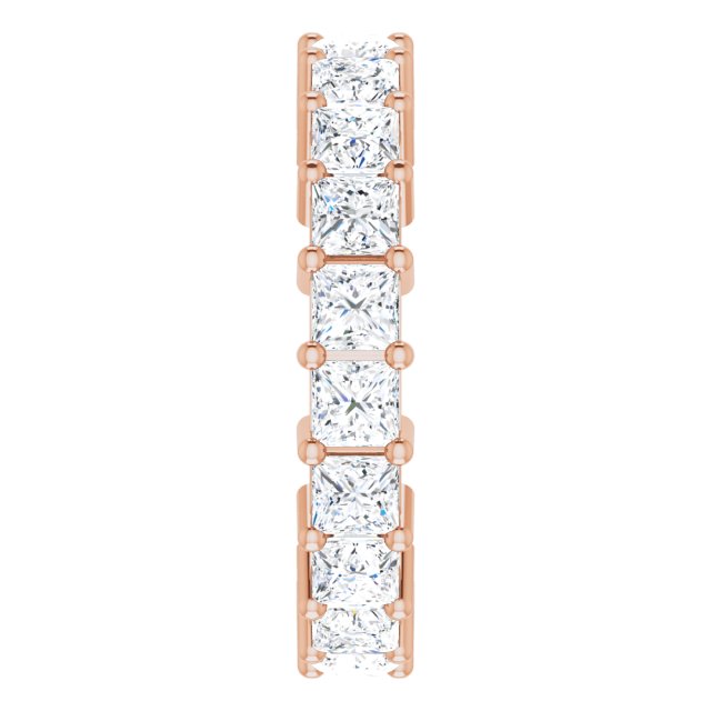 10K Gold Square Natural Diamond Shared-Prong Eternity Band – 3.25x3.25 mm Stones - Rose Gold - view 4