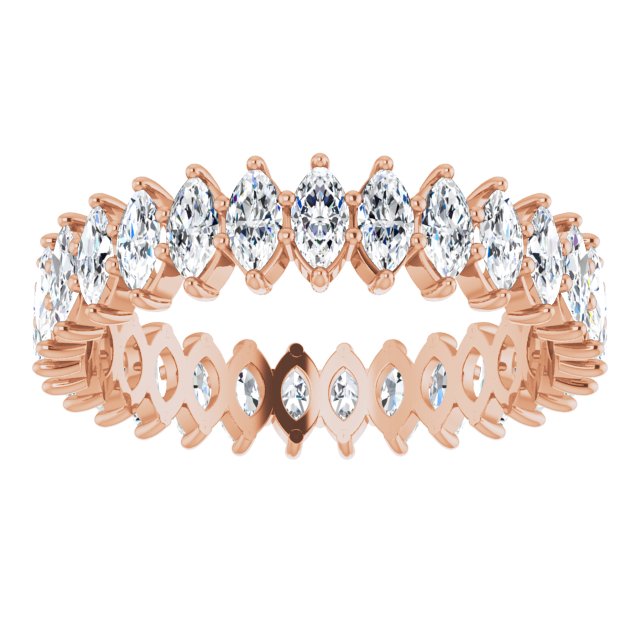 14K Gold Marquise Lab-Grown Diamond Shared-Prong Eternity Band – 4x2 mm Stones - Rose Gold - view 3