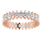 14K Gold Marquise Natural Diamond Shared-Prong Eternity Band – 4x2 mm Stones - Rose Gold - view 3