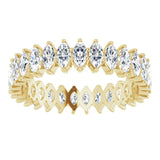14K Gold Marquise Natural Diamond Shared-Prong Eternity Band – 4x2 mm Stones - Yellow Gold - view 3
