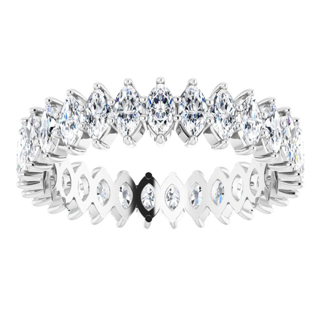 14K Gold Marquise Lab-Grown Diamond Shared-Prong Eternity Band – 4x2 mm Stones - White Gold - view 3