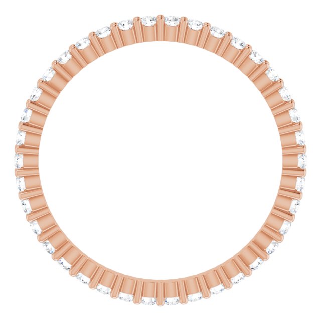10K Gold Round Lab-Grown Diamond Shared-Prong Eternity Band – 1.5 mm Stones - Rose Gold - view 2