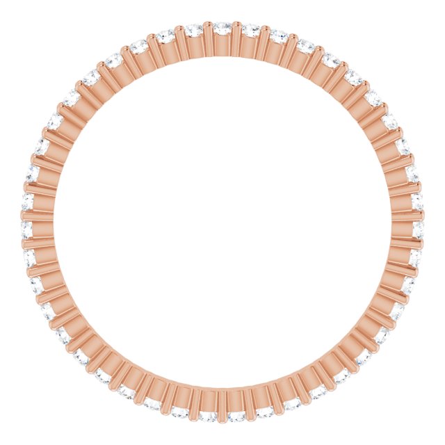 10K Gold Round Lab-Grown Diamond Shared-Prong Eternity Band – 1.3 mm Stones - Rose Gold - view 2