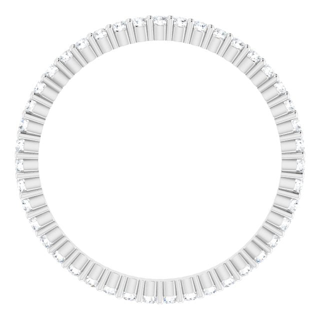 10K Gold Round Natural Diamond Shared-Prong Eternity Band – 1.3 mm Stones - White Gold - view 2
