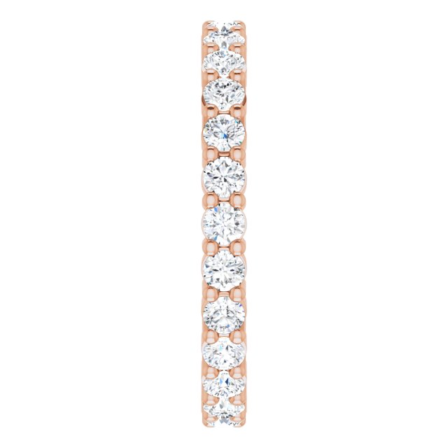 10K Gold Round Natural Diamond Shared-Prong Eternity Band – 2.25 mm Stones - Rose Gold - view 4
