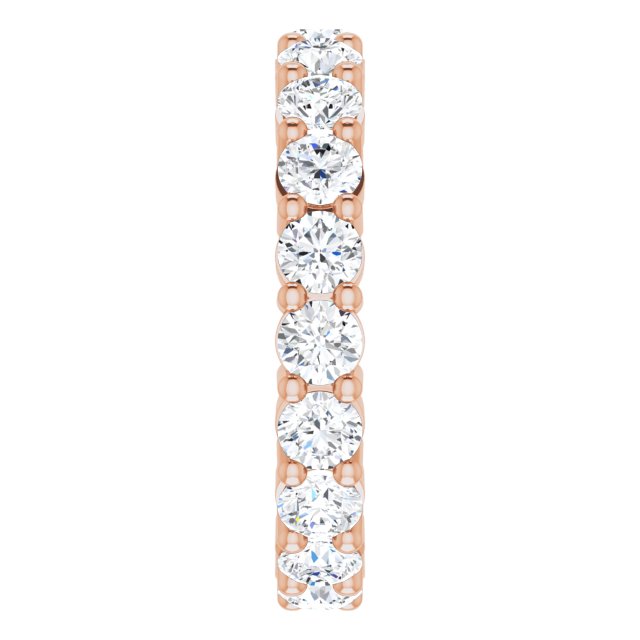 10K Gold Round Natural Diamond Shared-Prong Eternity Band – 3.4 mm Stones - Rose Gold - view 4