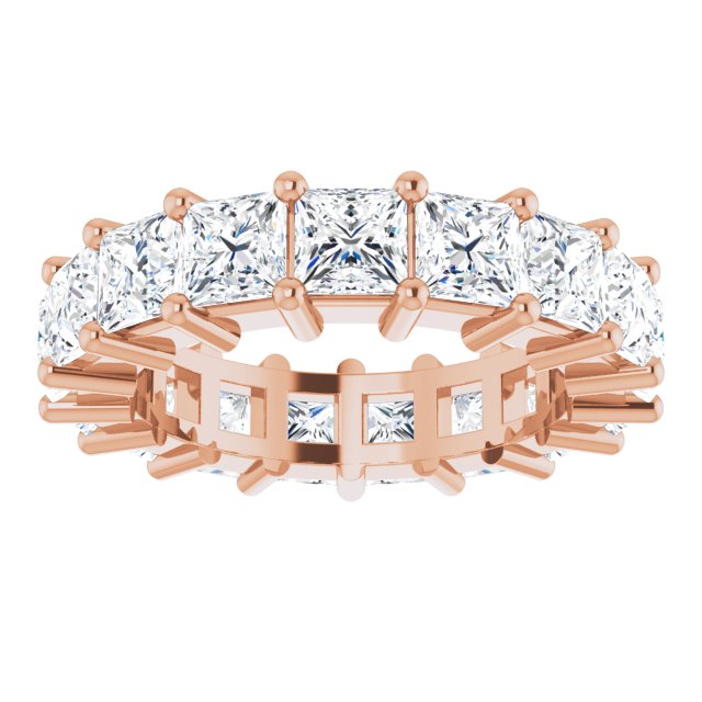 10K Gold Square Lab-Grown Diamond Shared-Prong Eternity Band – 4x4 mm Stones - Rose Gold - view 3