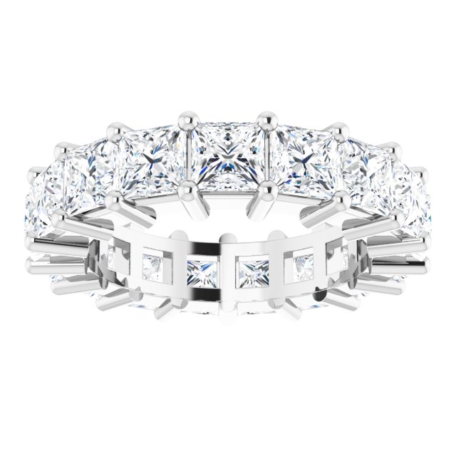 10K Gold Square Lab-Grown Diamond Shared-Prong Eternity Band – 4x4 mm Stones - White Gold - view 3