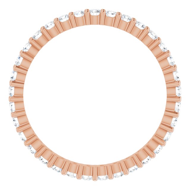 10K Gold Round Natural Diamond Shared-Prong Eternity Band – 1.75 mm Stones - Rose Gold - view 2