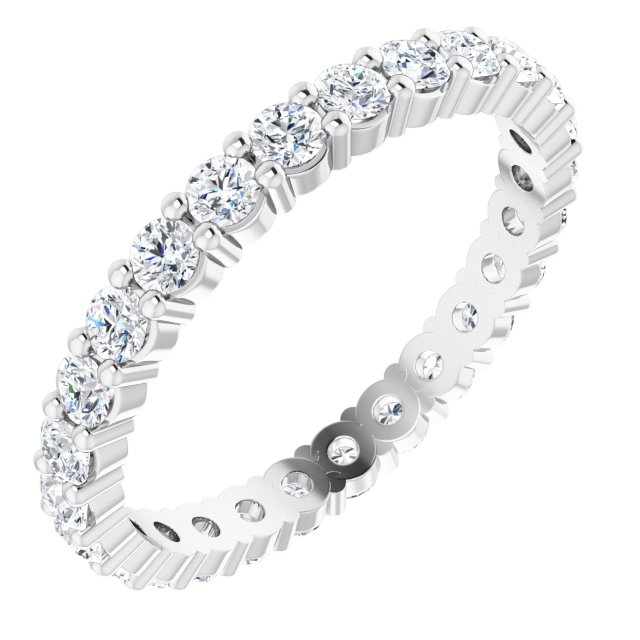 10K Gold Round Lab-Grown Diamond Shared-Prong Eternity Band – 2.25 mm Stones - White Gold