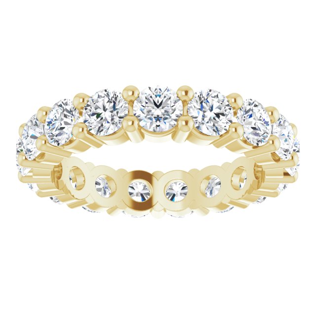 14K Gold Round Lab-Grown Diamond Shared-Prong Eternity Band – 3.8 mm Stones - Yellow Gold - view 3
