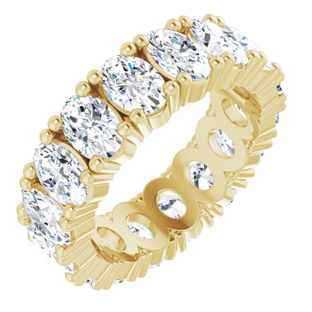 10K Gold Oval Lab-Grown Diamond Shared-Prong Eternity Band – 6x4 mm Stones - Yellow Gold