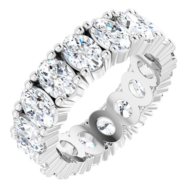 14K Gold Oval Lab-Grown Diamond Shared-Prong Eternity Band – 6x4 mm Stones - White Gold