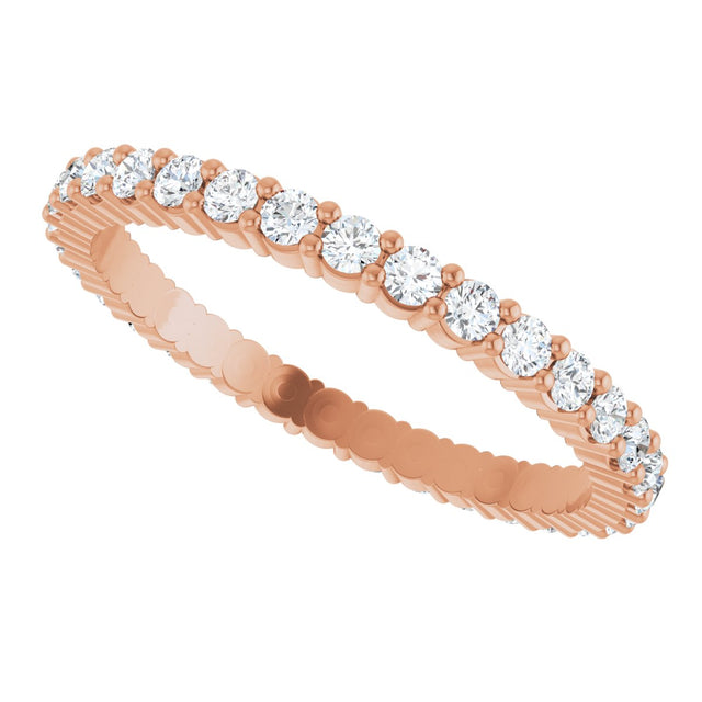 10K Gold Round Natural Diamond Shared-Prong Eternity Band – 1.7 mm Stones - Rose Gold - view 5
