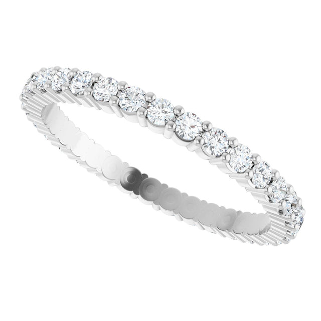 10K Gold Round Lab-Grown Diamond Shared-Prong Eternity Band – 1.7 mm Stones - White Gold - view 5