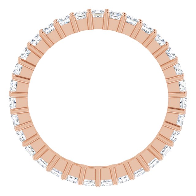 10K Gold Square Lab-Grown Diamond Shared-Prong Eternity Band – 2x2 mm Stones - Rose Gold - view 2