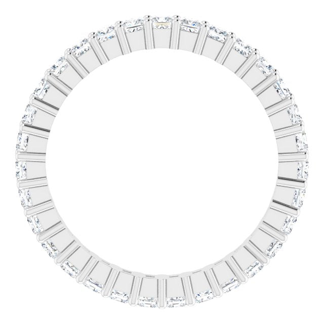 10K Gold Square Lab-Grown Diamond Shared-Prong Eternity Band – 2x2 mm Stones - White Gold - view 2