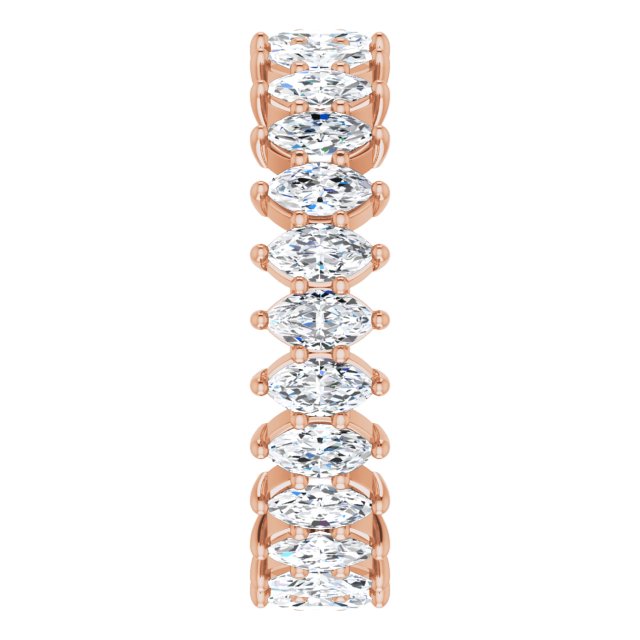 14K Gold Marquise Natural Diamond Shared-Prong Eternity Band – 4.25x2.25 mm Stones - Rose Gold - view 4