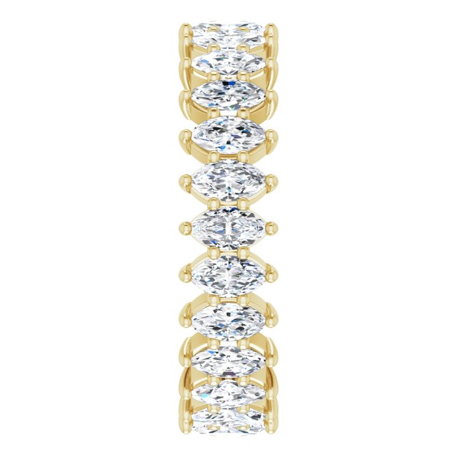 14K Gold Marquise Natural Diamond Shared-Prong Eternity Band – 4.25x2.25 mm Stones - Yellow Gold - view 4