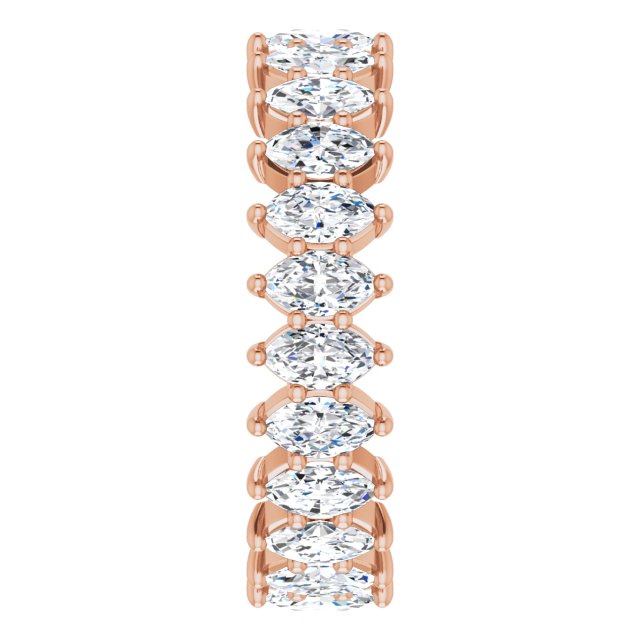 14K Gold Marquise Lab-Grown Diamond Shared-Prong Eternity Band – 4.5x2.5 mm Stones - Rose Gold - view 4