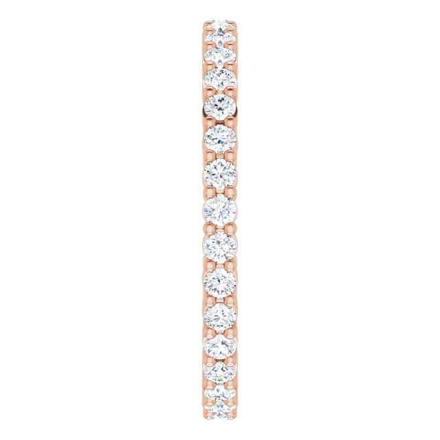 10K Gold Round Natural Diamond Shared-Prong Eternity Band – 1.75 mm Stones - Rose Gold - view 4