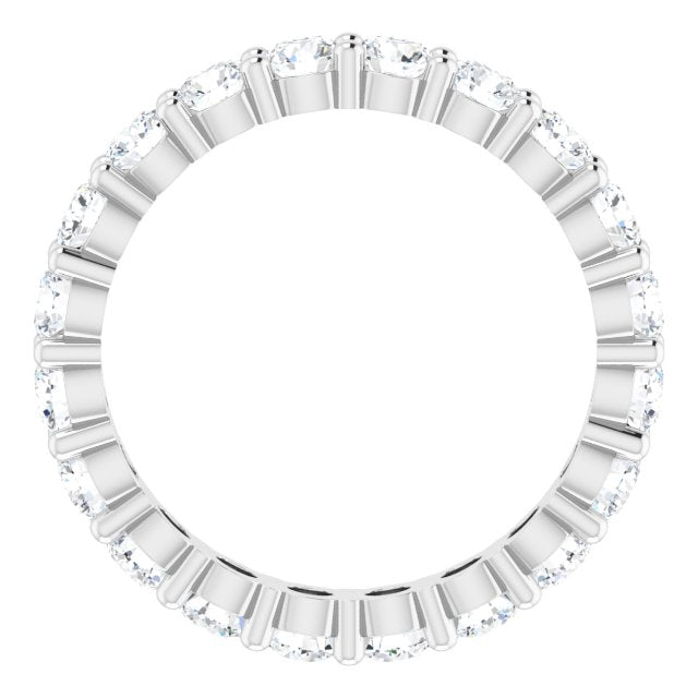 10K Gold Round Lab-Grown Diamond Shared-Prong Eternity Band – 3.2 mm Stones - White Gold - view 2