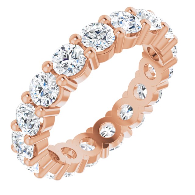 10K Gold Round Lab-Grown Diamond Shared-Prong Eternity Band – 3.8 mm Stones - Rose Gold