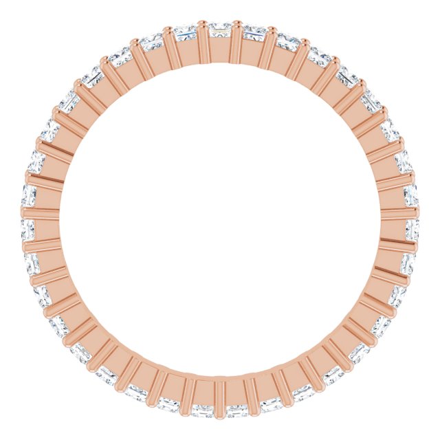 10K Gold Square Natural Diamond Shared-Prong Eternity Band – 1.75x1.75 mm Stones - Rose Gold - view 2
