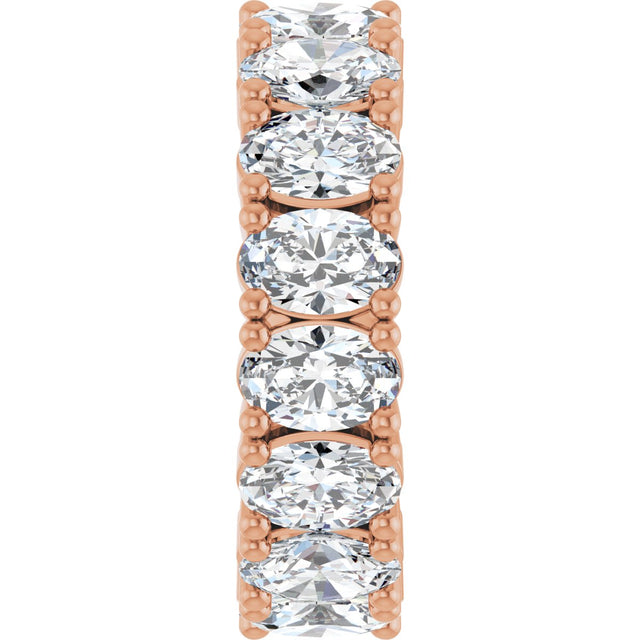 10K Gold Oval Lab-Grown Diamond Shared-Prong Eternity Band – 6x4 mm Stones - Rose Gold - view 4