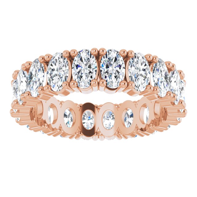 10K Gold Oval Lab-Grown Diamond Shared-Prong Eternity Band – 5x3 mm Stones - Rose Gold - view 3