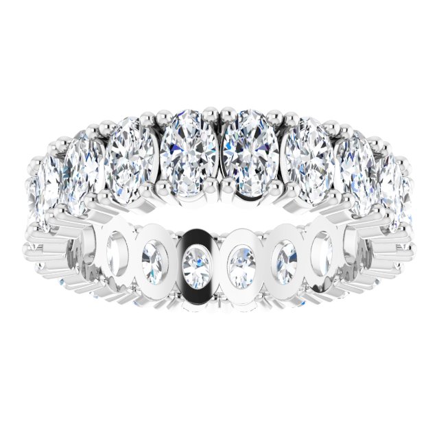 10K Gold Oval Lab-Grown Diamond Shared-Prong Eternity Band – 5x3 mm Stones - White Gold - view 3
