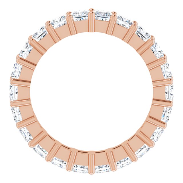 10K Gold Square Natural Diamond Shared-Prong Eternity Band – 3x3 mm Stones - Rose Gold - view 2