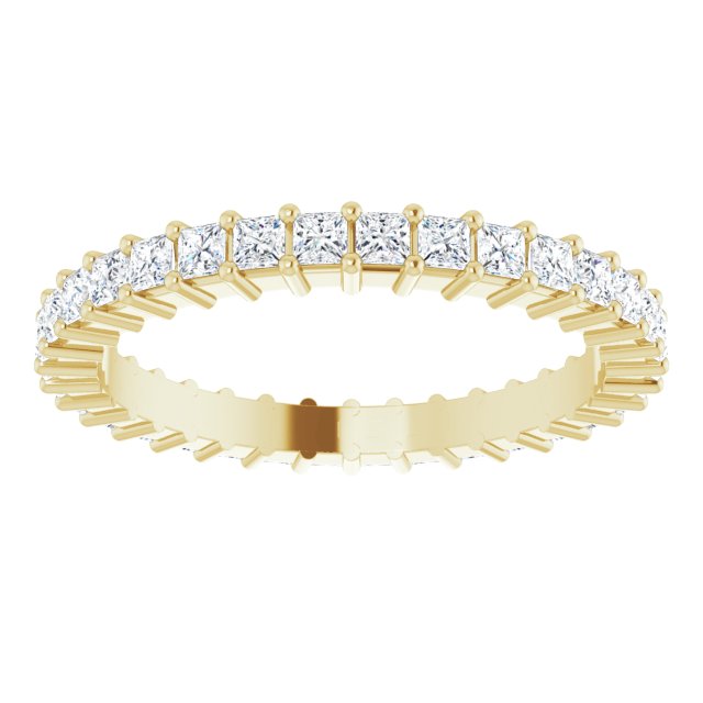 14K Gold Square Lab-Grown Diamond Shared-Prong Eternity Band – 1.75x1.75 mm Stones - Yellow Gold - view 3