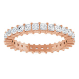 10K Gold Square Natural Diamond Shared-Prong Eternity Band – 2x2 mm Stones - Rose Gold - view 3