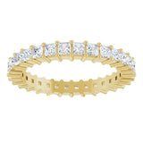 14K Gold Square Natural Diamond Shared-Prong Eternity Band – 2x2 mm Stones - Yellow Gold - view 3