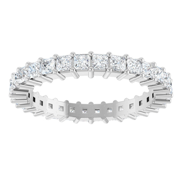 10K Gold Square Natural Diamond Shared-Prong Eternity Band – 2x2 mm Stones - White Gold - view 3