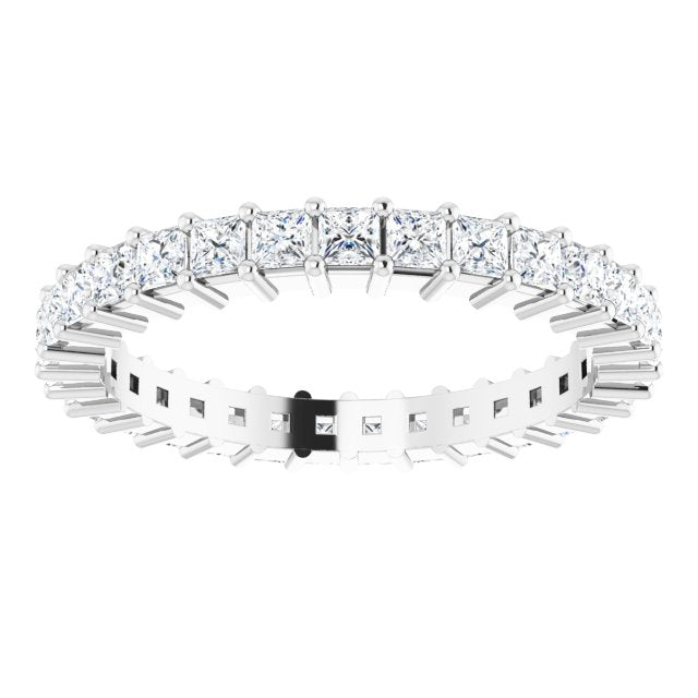 10K Gold Square Lab-Grown Diamond Shared-Prong Eternity Band – 2x2 mm Stones - White Gold - view 3
