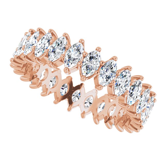 14K Gold Marquise Lab-Grown Diamond Shared-Prong Eternity Band – 4.25x2.25 mm Stones - Rose Gold - view 5