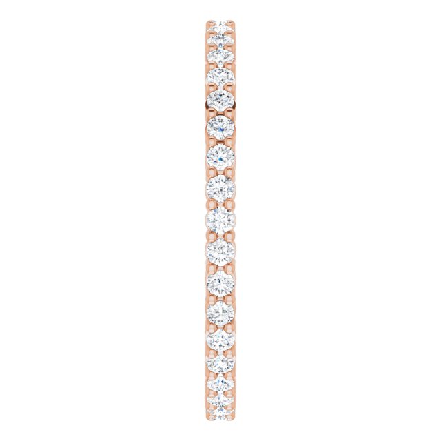 10K Gold Round Natural Diamond Shared-Prong Eternity Band – 1.5 mm Stones - Rose Gold - view 4