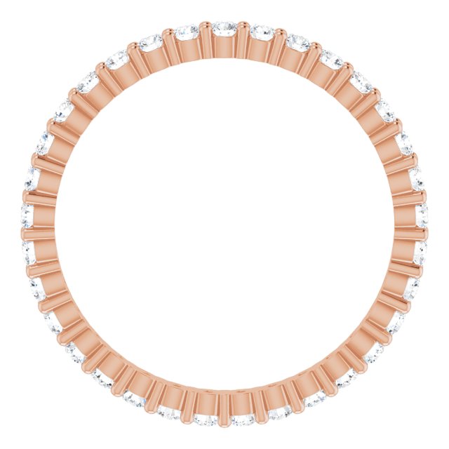 10K Gold Round Lab-Grown Diamond Shared-Prong Eternity Band – 1.75 mm Stones - Rose Gold - view 2