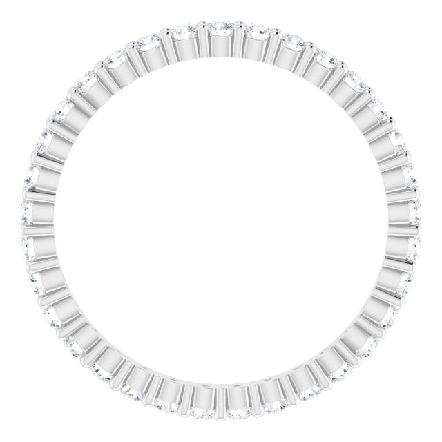 10K Gold Round Lab-Grown Diamond Shared-Prong Eternity Band – 1.75 mm Stones - White Gold - view 2