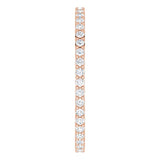 10K Gold Round Natural Diamond Shared-Prong Eternity Band – 1.3 mm Stones - Rose Gold - view 4