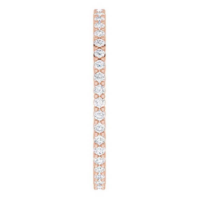 10K Gold Round Natural Diamond Shared-Prong Eternity Band – 1.3 mm Stones - Rose Gold - view 4