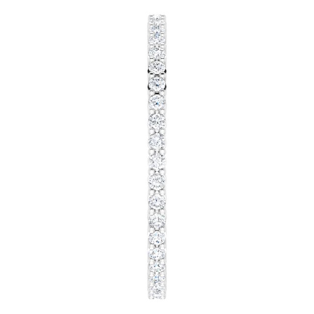 10K Gold Round Lab-Grown Diamond Shared-Prong Eternity Band – 1.3 mm Stones - White Gold - view 4